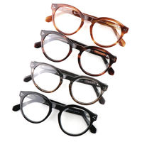 Meilleure vente de montures optiques rondes en acétate spécialisé Vintage avec 3 clous en stock, lunettes de lumière bleue d'ordinateur, lunettes en acétate