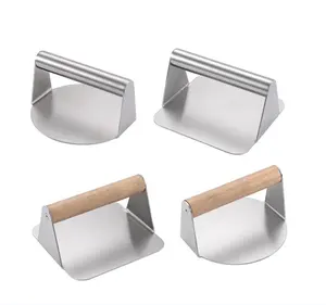 Factory Kitchen Tool Round And Square Stainless Steel Hamburger Meat Beef Press Grill Burger Steak Press