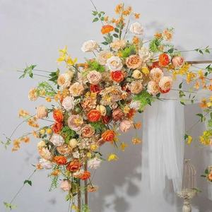 Elegante Vintage boda arco Rosa flor telón <span class=keywords><strong>de</strong></span> fondo soporte profesional <span class=keywords><strong>fiesta</strong></span> suministros Artificial amarillo marrón rústico europeo - Product Image 3