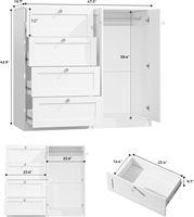 Armoire en bois avec 4 tiroirs et 2 portes, 43''H, meuble de rangement pour vêtements, commode avec tringle de suspension, pour chambre à coucher ou chambre de bébé