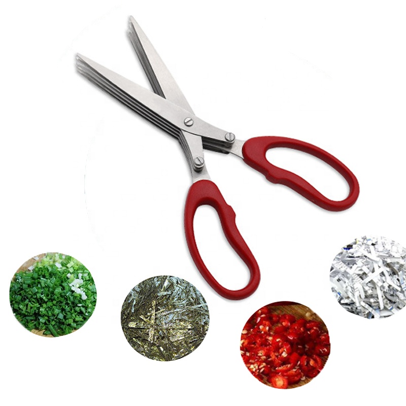 8 дюймов PP handlestainless сталь кухонный нож/пластичная shredding лук травы Ножницы кухонные ножницы с 5 лезвиями