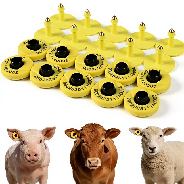 ECO Brand RFID Animal Ear Tag ISO 11784/11785 Compliant Livestock Tracking for Cattle Pigs Sheep Goats Heat Resistant for PDA