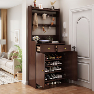 Gabinete multifuncional de madera maciza de gran capacidad para zapatos, almacenamiento acogedor, puerta de entrada, abrigo, Zapatero, Partición de pared, Zapatero - Product Image 3