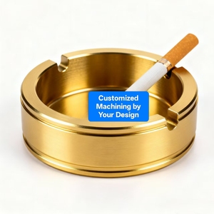 Fabrication de pièces usinées CNC de haute qualité OEM, pièces tournées sur mesure, alliage d'aluminium, cendrier à cigarettes, plaqué or - Product Image 2