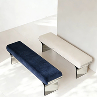 Banc en acier inoxydable minimaliste italien pour salon, chambre à coucher, espace à chaussures ou table d'appoint