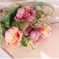Emballage de bouquet multi-roses anglais semi-transparent de style haut de gamme épaissi matériau de pâte à papier à bord doré imperméable haut de gamme