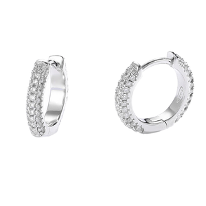 Pendientes de Aro Geométricos Brillantes de Plata de Ley 925 con Moissanita, Modernos, para Mujeres y Chicas, Uso Diario - Product Image 1