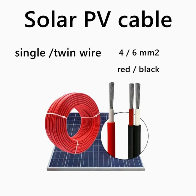 Solar Wire DC Electric Cable Flexible PV1-F Photovoltaic PV Solar Twin Wires for Solar Panel Invertor Connection Energy System