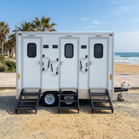 Etodevice Remorque Sanitaire Portable Écologique 3 Portes 3 Cabines Couleur Personnalisable pour Usage Extérieur Toilettes Mobiles