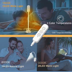 ไฟอ่านหนังสือแบบหนีบขนาดเล็ก น้ำหนักเบา สำหรับการเรียน 20 LED ไฟอ่านหนังสือแบบชาร์จได้ สำหรับอ่านหนังสือบนเตียง - Product Image 3