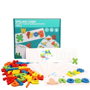 QINGTANG giocattoli educativi in età prescolare lettera alfabeto in legno <span class=keywords><strong>parole</strong></span> inglesi gioco di ortografia <span class=keywords><strong>con</strong></span> carte - Product Image 3