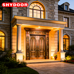 Porta di Sicurezza in Rame Personalizzata, Porta Principale in Acciaio Inox per Villa, Porta Doppia di Lusso in Stile <span class=keywords><strong>Romanico</strong></span> - Product Image 3
