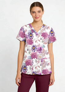 Uniforme médical pour femme, haut de travail extensible et coloré, design personnalisé, uniforme de travail, uniforme médical - Product Image 5