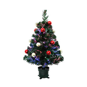 Árbol de Navidad Artificial de Mesa de 90 cm Preiluminado con Fibra Óptica de PVC, Decoraciones Ecológicas con Bolas Bobo para Fiestas en Casa - Product Image 1