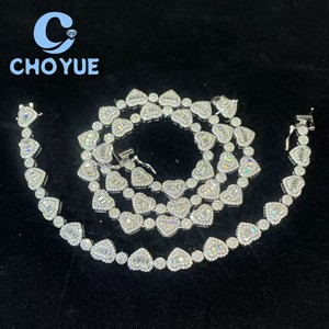 Oferta Especial: Conjunto de Joyería de Lujo para Boda y Fiesta para Mujer, Collar de Cadena de Tenis de Plata 925 con Moissanita de Corte Corazón, con GRA - Product Image 6