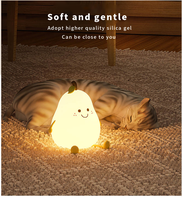 Veilleuse en silicone en forme de poire, rechargeable par USB, lampe de chevet LED pour enfants, commande tactile, changement de couleur, lampe de nurserie avec minuterie