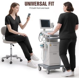Blusa Médica con Cuello en V para Mujer, 4 Bolsillos, Elástica, Uniforme de Trabajo Médico, Uniforme de Hospital, Negra - Product Image 6