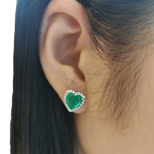 Hot Style Exquisite Jewelry Eco-friendly Copper Silver Plated Heart Cut Green Cubic Zirconia Heart Jewelry Set for Women - Product Image 5