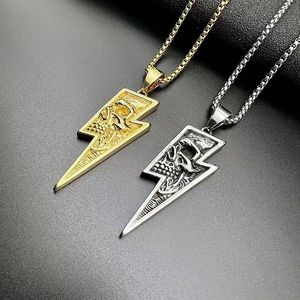 yunnique Men's Lightning Skull <b>Titanium</b> Steel Pendant Necklace Stainless Steel Jewelry Gift Asymmetry Geometric Design DZ077 - Product Image 1