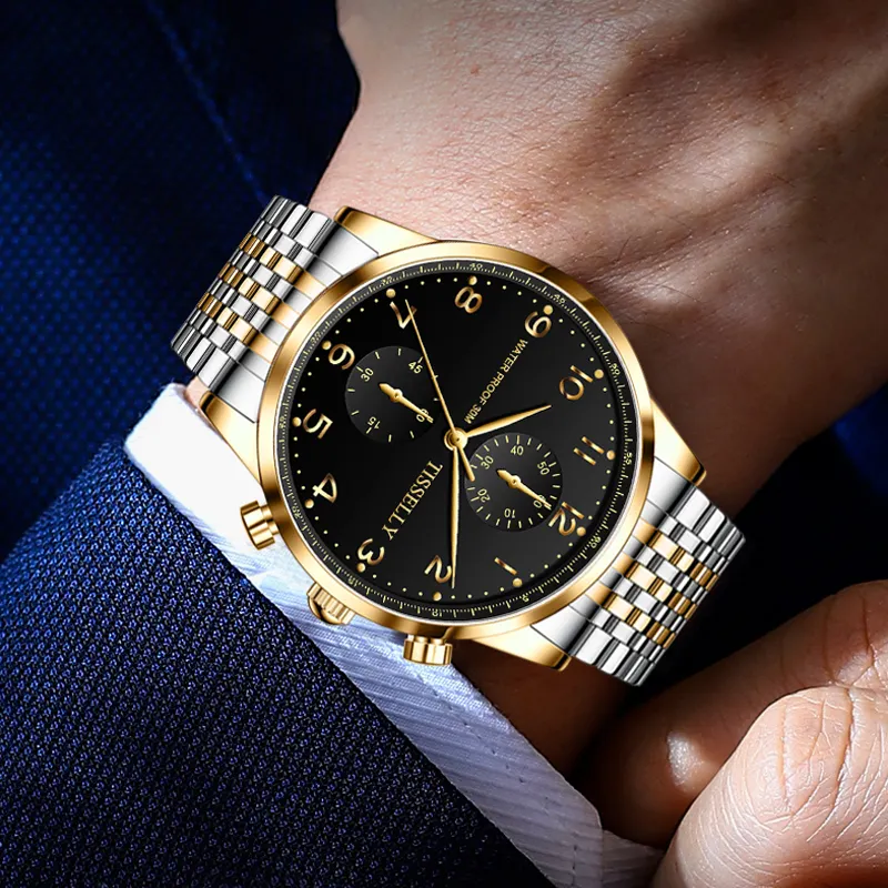 Cheap Prices Low MOQ Customized Case Fashion Top Brand Men's Luxury Stainless Steel Quartz Watch Reloj TIS6615
