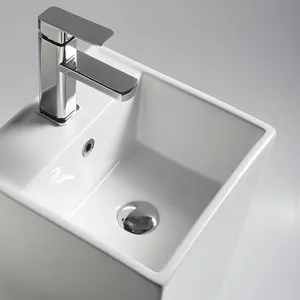 CaCa European Freestanding Square Bathroom Ceramic Pedestal Hand Wash Basin Freestanding Basin Sink