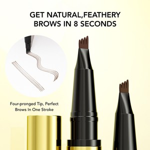 Lápiz de Cejas de Cuatro Puntas con Pegamento, Doble Cabezal, Impermeable, No Mancha, Larga Duración, 2 en 1, con Cepillo de Cuatro Garras - Product Image 5
