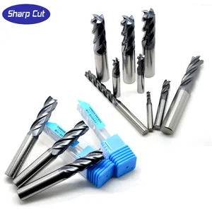 4Flute CNC Carbide Straight Shank End Milling Cutter Micro Grain Solid Center Bits HRC45 End Mill Drill Bit