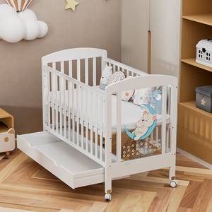 Cuna de madera de alta calidad, cuna de altura ajustable con paneles laterales acrílicos y juego de cama - Product Image 2