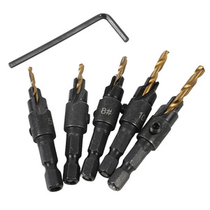 Dr. Giant Countersink <b>Drill</b> <b>Bit</b> Set 5 Piece Hex Shank Steel Application Tapered Hole Drilling - Product Image 1