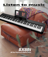 Lite Beginner Digital Piano 88 Key Weighted Full Size Keyboard Portable Midi USB Connector Stickers Beginners Adults