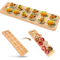 Plateau à œufs réversible en bois de hêtre, support à œufs farcis, plateau à œufs en bois à 12 trous, planche à charcuterie, plateau de service, planche à découper