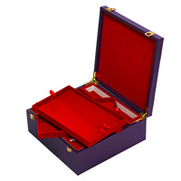 Étui de rangement de luxe pour Mahjong avec plateaux amovibles, boîte de transport portable, serrure dorée, logo personnalisé, résistant à l'eau, accessoires de jeu