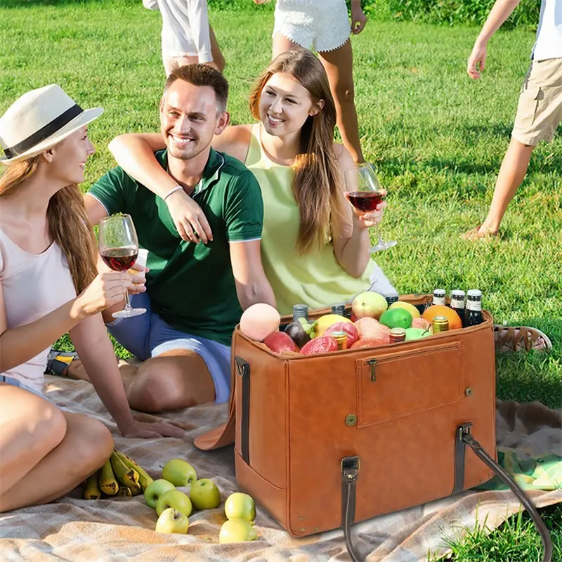 Bolsa de transporte de los distribuidores de vino de cuero PU con logotipo personalizado impreso con aislamiento térmico impermeable portátil ecológico con capacidad para 6 botellas