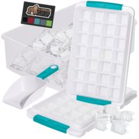 Ensemble de bac à glaçons en plastique très vendu, avec 2 bacs empilables anti-fuite et poignées souples