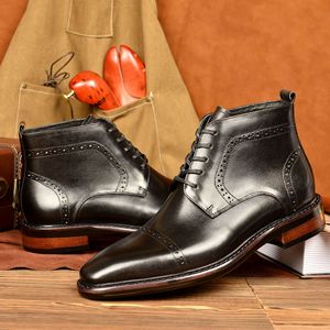 Botas <span class=keywords><strong>de</strong></span> Media Caña con Punta en Pico Estilo Retro para <span class=keywords><strong>Hombre</strong></span>, <span class=keywords><strong>Zapatos</strong></span> <span class=keywords><strong>de</strong></span> Vestir <span class=keywords><strong>de</strong></span> Cuero <span class=keywords><strong>de</strong></span> Grano Completo para <span class=keywords><strong>Hombre</strong></span>, Alta Calidad - Product Image 5