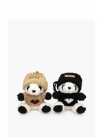 Porte-clés en peluche Panda noir esthétique, Panda Kawaii avec bonnet et tenue cœur d'amour, breloque de sac tendance pour la décoration des filles