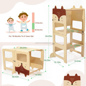 Taburete de <span class=keywords><strong>cocina</strong></span> plegable lindo 3 en 1 de pie de madera Montessori Original torre de aprendizaje ayudante con pizarra <span class=keywords><strong>para</strong></span> niños pequeños - Product Image 3