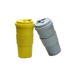 Tazas de café reutilizables de plástico reciclable, tazas de café frías de viaje de plástico Grande de 16 oz/24oz