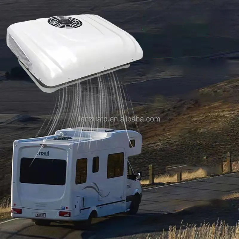 Caravana ar condicionado para caminhão, caravana rv dc alimentada por bateria 12v ac aquecimento resfriamento tudo em uma unidade única 24v teto superior aquecedor e ar condicionado