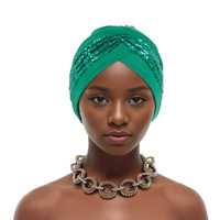 Pañuelo Hijab Musulmán Indio de 9 Colores Go Party, Bandanas, Gorro, Pañuelo para la Cabeza, Turbante con Lentejuelas, Gorros Elásticos para Mujer