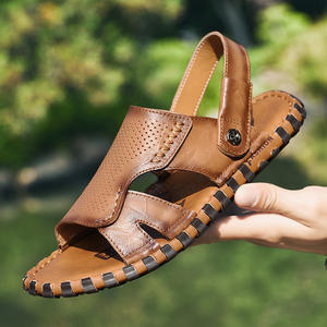 Sandales Homme Double Semelle en Cuir de Vachette, Nouveauté Été, Décontractées pour l'Extérieur, Chaussons de Plage à Semelle Épaisse, Sandales pour Homme d'Âge Moyen - Product Image 1
