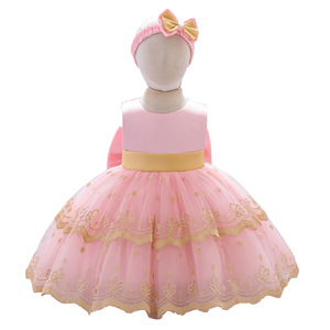 Vestido <span class=keywords><strong>de</strong></span> Encaje Dorado <span class=keywords><strong>para</strong></span> Niñas con Diadema <span class=keywords><strong>de</strong></span> Lazo, Vestido <span class=keywords><strong>de</strong></span> Princesa <span class=keywords><strong>para</strong></span> Bebés y Niñas Pequeñas, Primer Cumpleaños, Boda, Dama <span class=keywords><strong>de</strong></span> Honor, Venta al por Mayor - Product Image 4