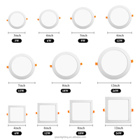 Plafonnier LED 3W 6W 9W 6000K 5000K, corps en aluminium, encastré, rond ou carré, éclairage vers le bas