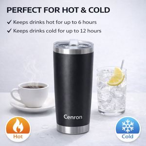 20oz Stainless Steel Tumbler Double Wall Vacuum Insulated Eco-friendly Durable Powder Coated Lid Classic <b>Hot</b>/Cold <b>Drinks</b> Boiling - Product Image 4