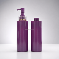 Bouteilles à pompe vides de luxe violettes 500 ml, distributeur de lotion en plastique réutilisable avec pompe anti-fuite pour shampoing et après-shampoing
