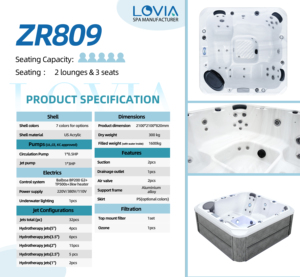 Solución de Bienestar para el Hogar, Spa al Aire Libre con Hidroterapia para Relajación, Alivio del Estrés y Recuperación Muscular, Jacuzzi Exterior para 5 Personas - Product Image 4