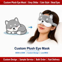 Masque de sommeil en peluche personnalisé Shiba Inu, masque de sommeil doux en peluche de dessin animé, conception personnalisée OEM ODM pour les voyages, la sieste et les cadeaux