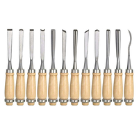 Jeu de 12 Gouges à Tourner Professionnelles en Acier Cr-V pour Bois, Outils de Sculpture sur Bois pour Débutants