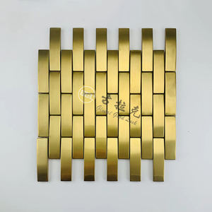 Tuile <span class=keywords><strong>de</strong></span> mosaïque en métal en acier inoxydable à Texture brillante/brossée haut <span class=keywords><strong>de</strong></span> gamme pour mur intérieur dosseret cuisine maison hôtel Villa décor - Product Image 5