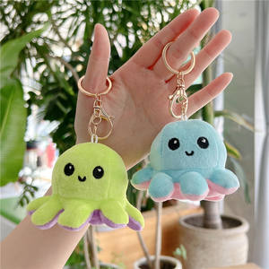 Llavero de <span class=keywords><strong>Peluche</strong></span> de Pulpo de Algodón Reversible Personalizado, de Doble Cara, con Expresiones Felices y Enojadas, Bonito Adorno para Mochila y Bolso - Product Image 1